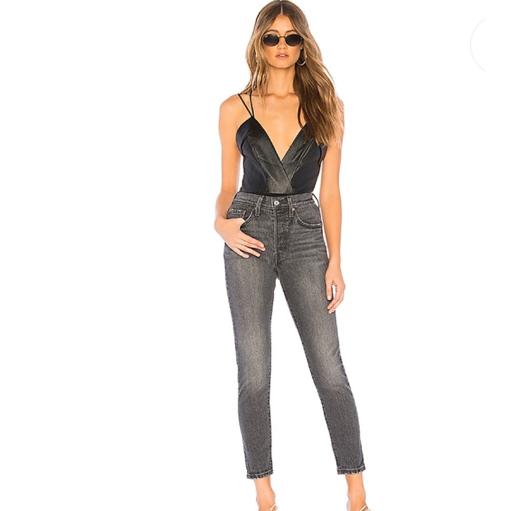 Levi 501 High Rose Skinny Jean Coal Black Sz 32